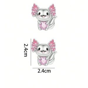 Charm-For Bracelet-Stitch, Pink Animal Silver Tone Charm/Pendent Bracelet